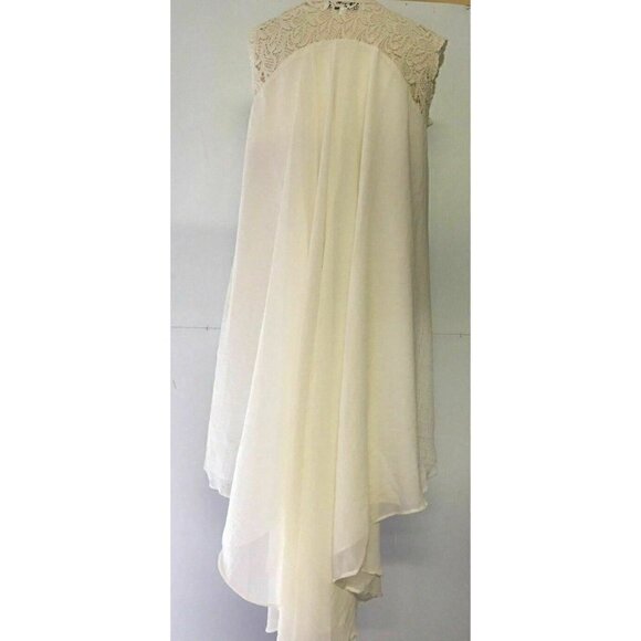 Dress the Population Womens Ivory Crochet Asymmetrical Camilla Dress Size L - Picture 6 of 7
